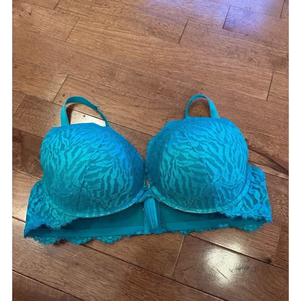 Torrid Aqua Blue Underwire Padded 44DD Lace Bra